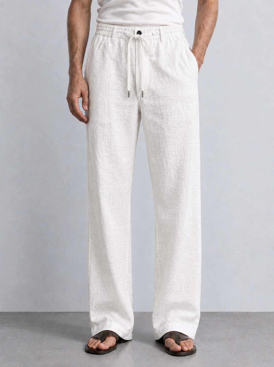 Men's Cotton Linen Trouser - White