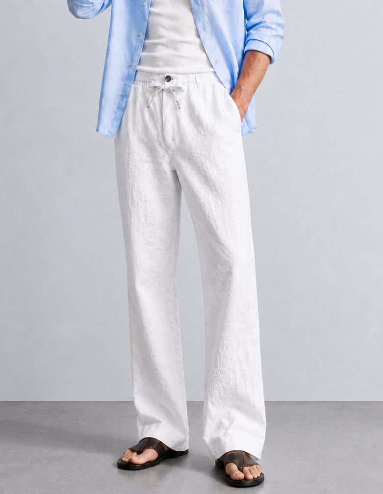 Men's Cotton Linen Trouser - White