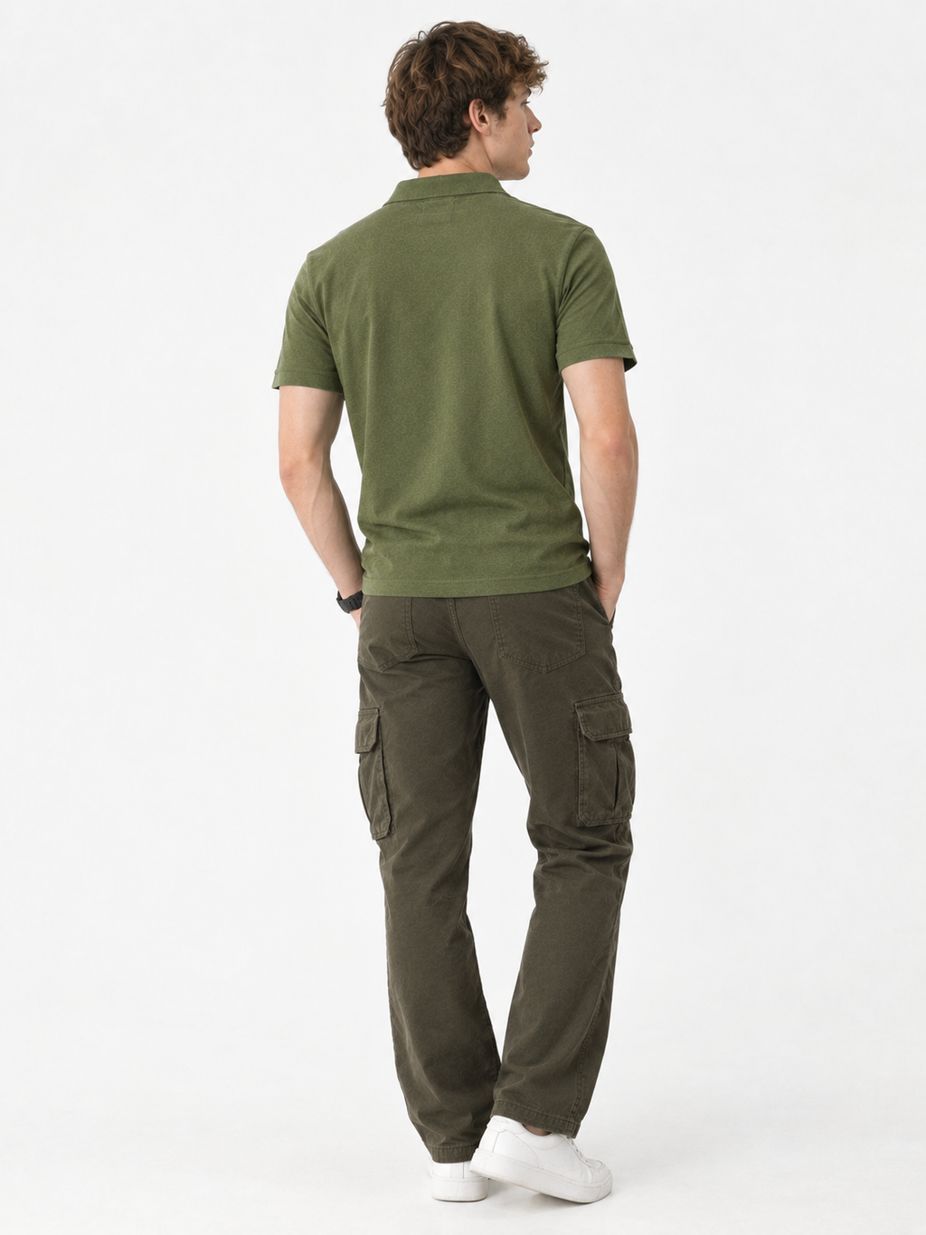 RRVOGUE Olive Green "Believe" Printed 100% Cotton Polo T-Shirt