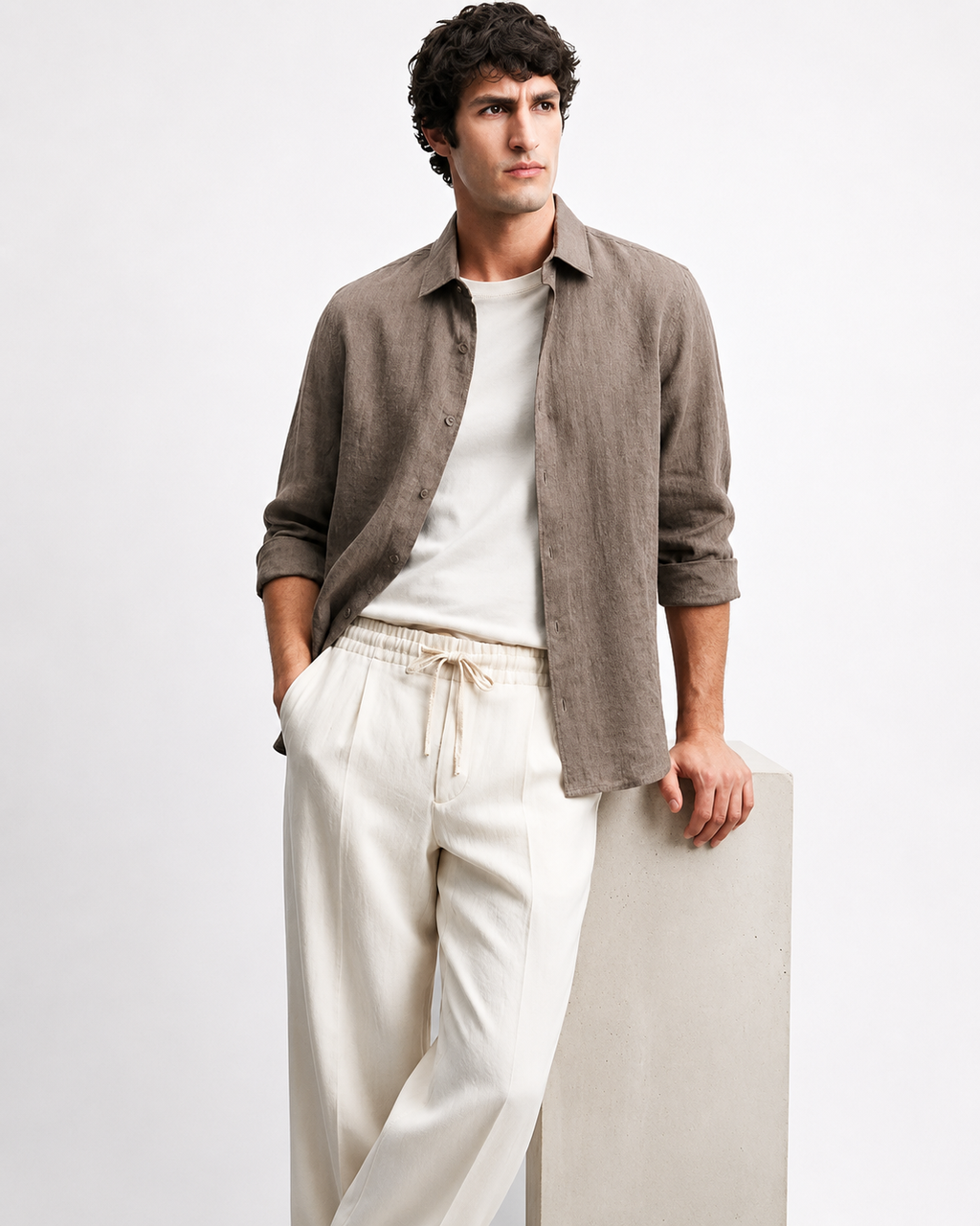 Linen Textured trouser and shirt -Combo
