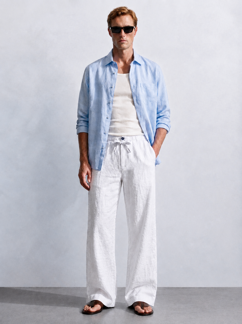 Men's Cotton Linen Trouser - White