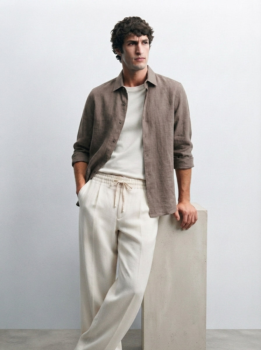 Linen Textured trouser and shirt -Combo