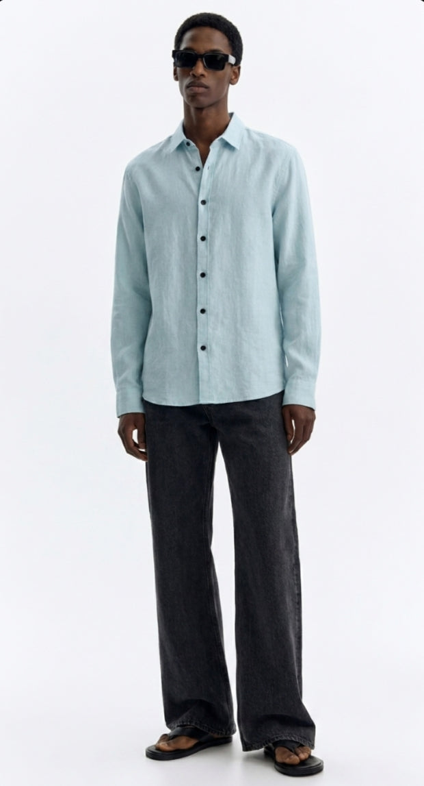 Light Blue- Linen Blend Full sleeves Shirt