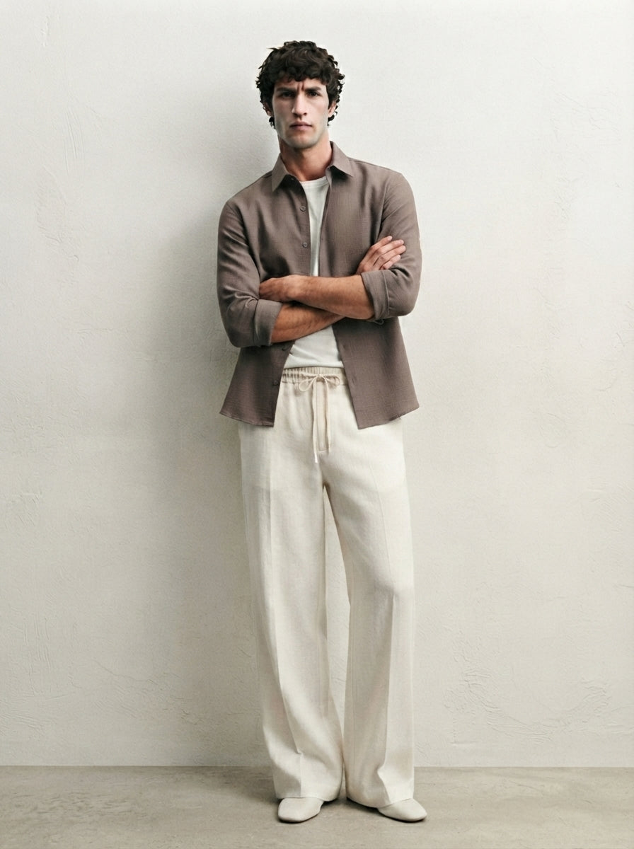 Linen Textured trouser and shirt -Combo