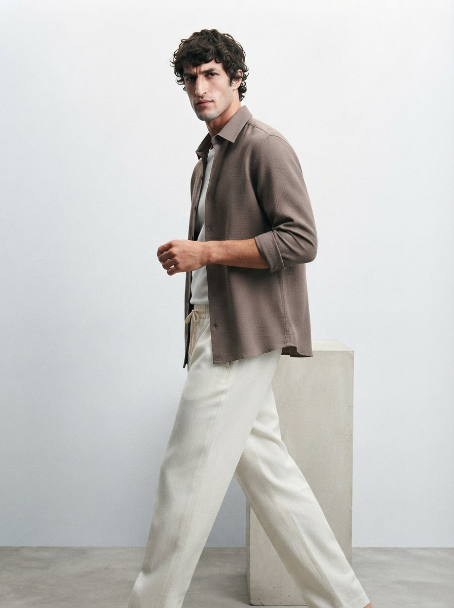 Linen Textured trouser and shirt -Combo