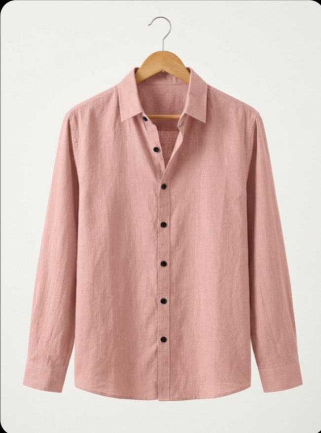 Peach - Linen Blend Full sleeves Shirt