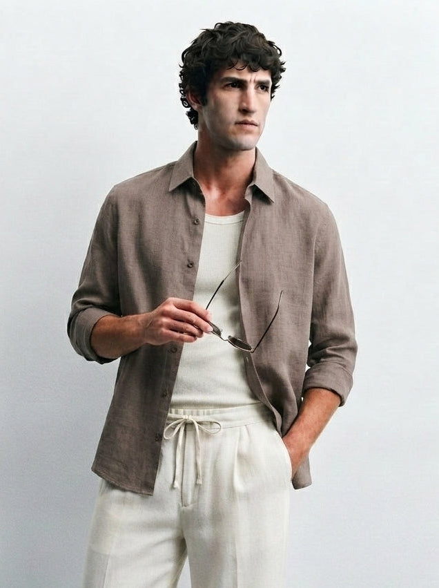 Linen Textured trouser and shirt -Combo